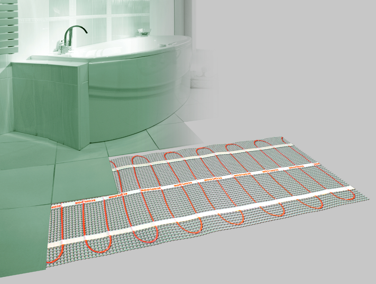 Topná rohož pro podlahové topení v koupelně se dá přizpůsobit, nesmí se však zkracovat topný kabel.