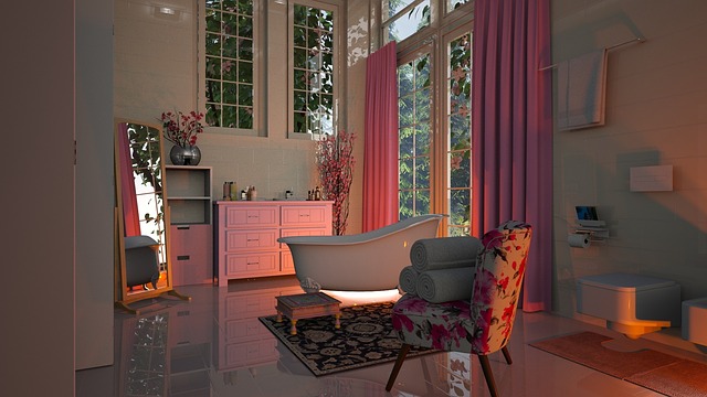 Růžové osvětlení vybrané části koupelny dokáže umocnit kýženou atmosféru prostoru