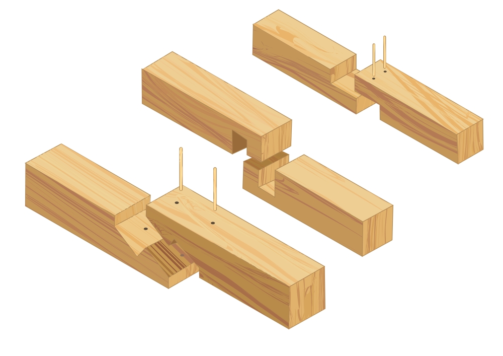 Pomocí dřevěných kolíků opravíte různé typy truhlářských spojů