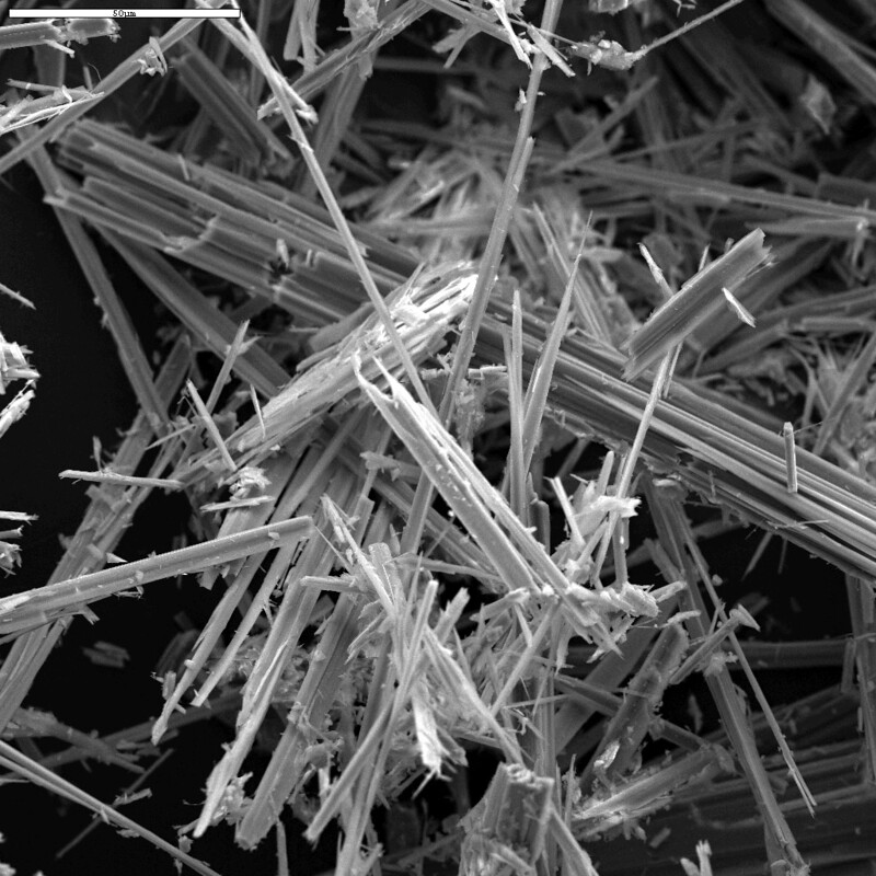 Vlákna azbestu pod mikroskopem: do plic se zapíchnou jako drobné jehličky (Foto Flickr.com, Asbestorama, licence CC)